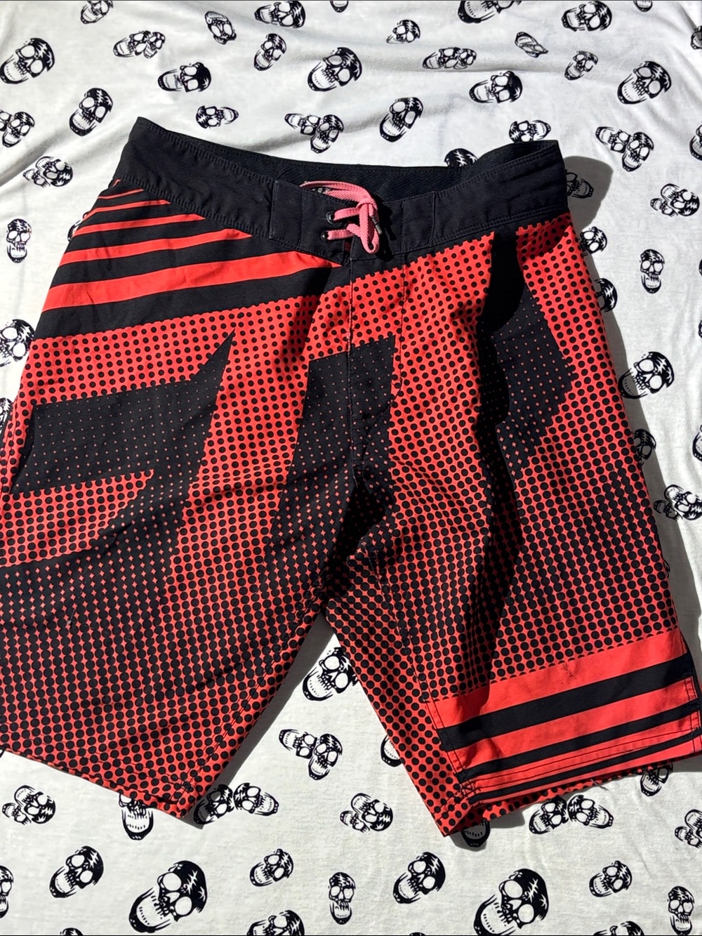 Fox Red and Black Graphic Hybrid Shorts